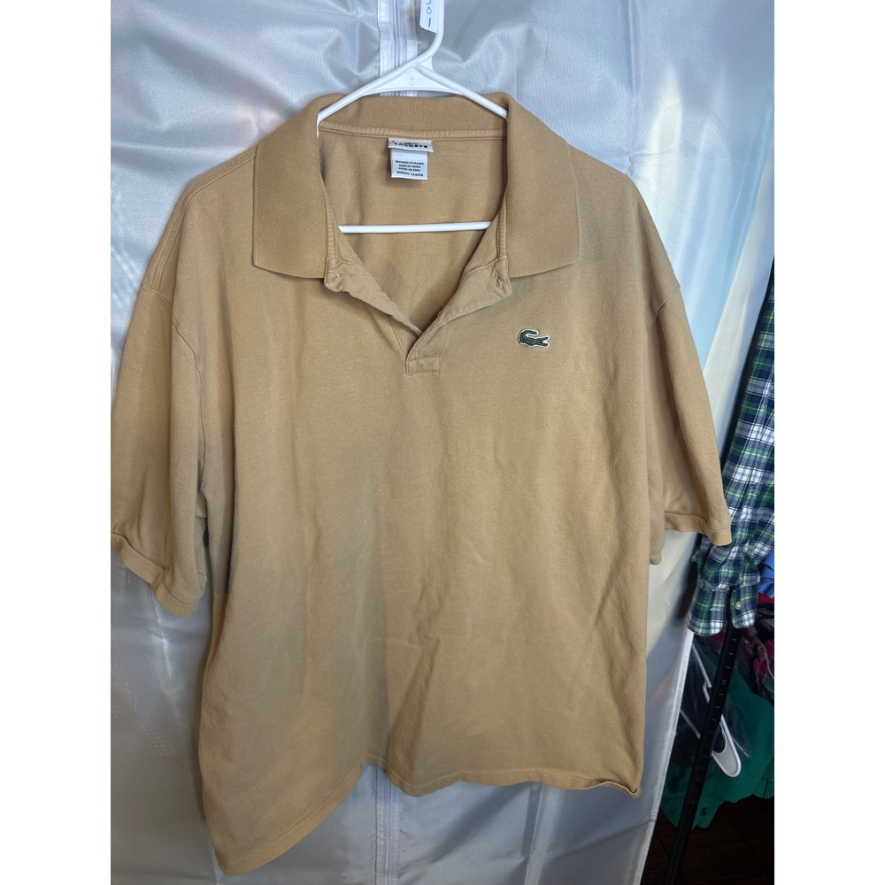 Lacoste Mens Tan Khaki Cotton Pique Short Sleeve Polo Shirt Size 9 XXXL 3XL